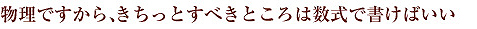 物理ですから、きちっとすべきところは数式で書けばいい